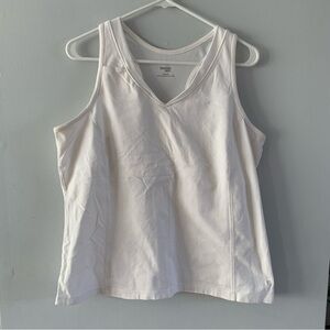 Danskin White Tank Top V Neck Shirt Racerback Athletic Workout Womens Size XXL
